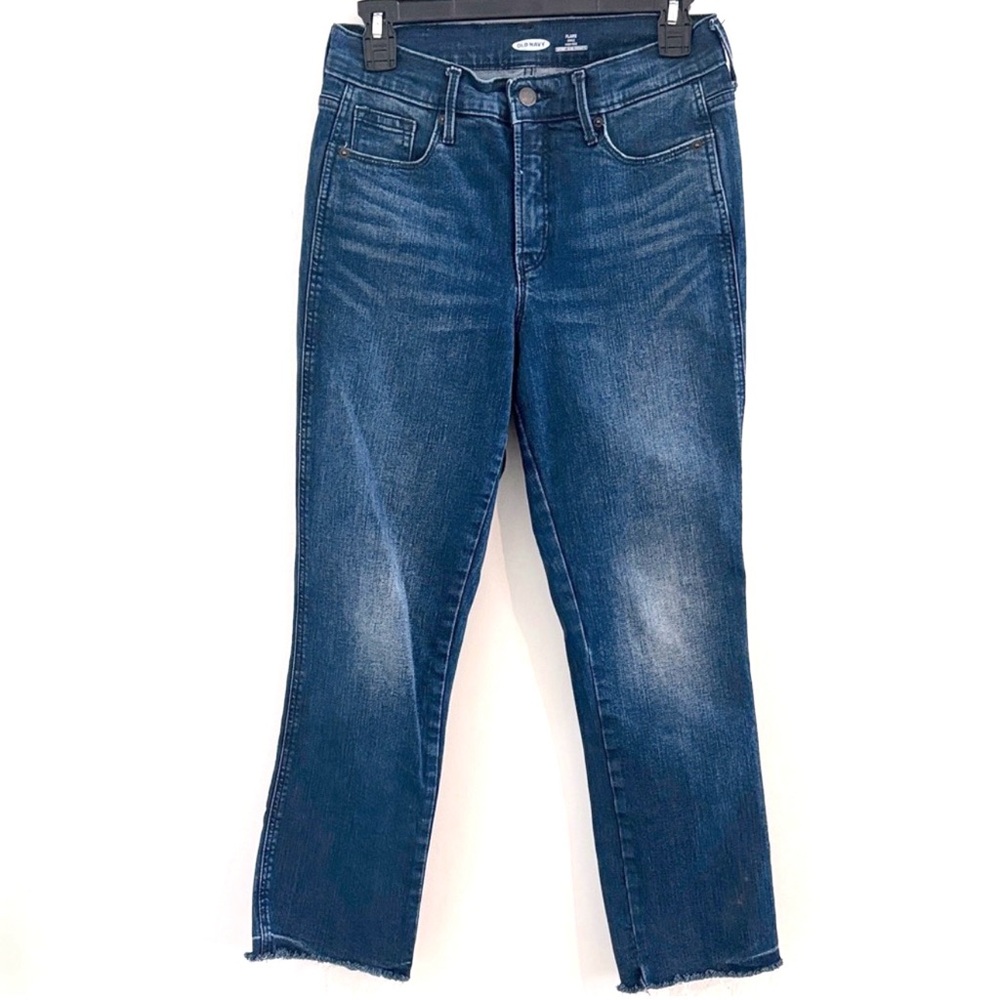Old Navy Size 4 Dark Blue Flare Ankle High Rise 99% Cotton Jeans‎